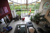 Blick von der Galerie zum Garten